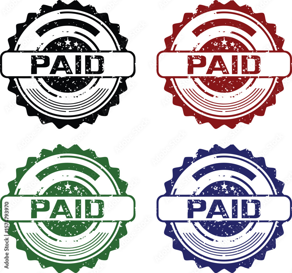 Obraz premium circular grunge paid rubber stamp set in green, blue, red, black colors