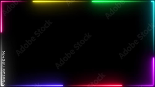 frame glowing light with black background