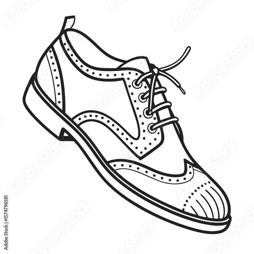 Detailed wingtip shoe vector illustration elegant footwear icon design