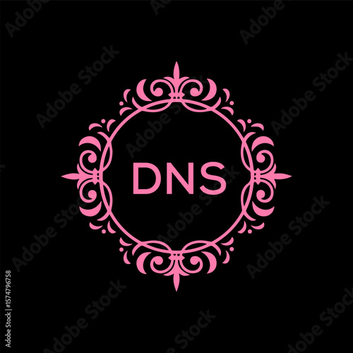 DNS  logo design on black  background.