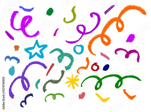 Confetti Background Crayon Chalk Drawing Doolde Vector