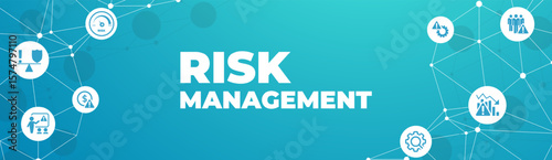 Risk management vector illustration. Concept with icons related to risk analysis or risk assessment and identification in business, in a company or in finance.