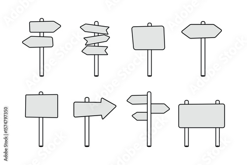 Navigation Signpost Vector Design for Guidance and Travel. Arrow board plank signpost vector line art hand drawn