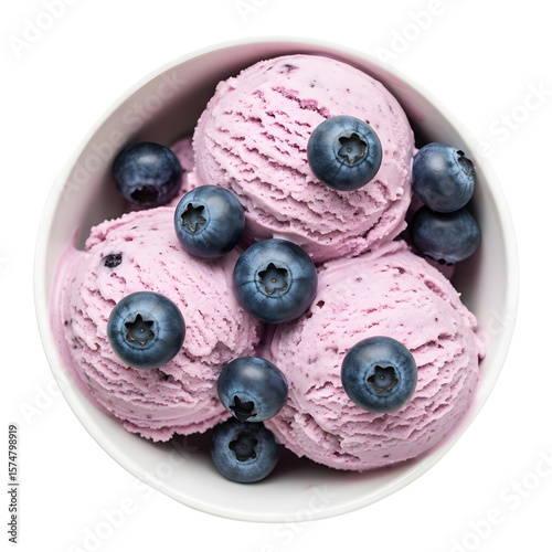 Delicious Blueberry Ice Cream Scoops in Bowl