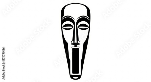 Simple Black and White African Mask Design