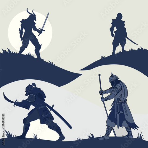 Skiing silhouettes vector illustration of people dancing and engaged in sports action on the mountain