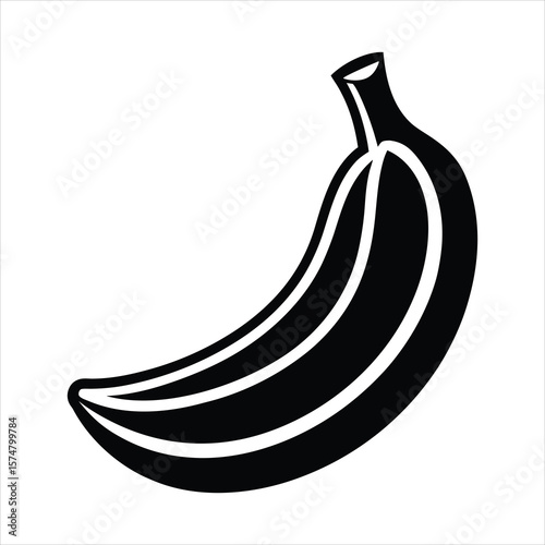 Simple black banana icon with clean lines and white background