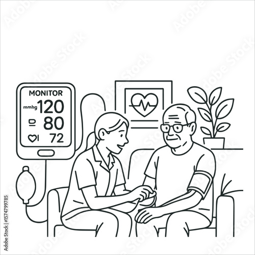 Blood Pressure Check Nurse Measuring Senior's Vital Signs