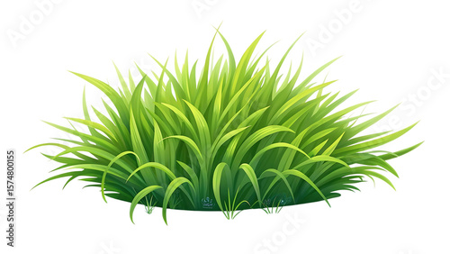 Vibrant Green Grass Tuft Lush Spring Meadow Illustration