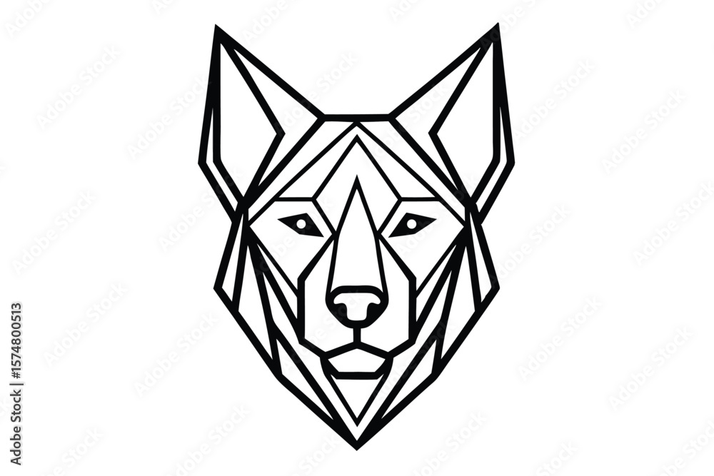 Fototapeta premium Geometric canine head shows modern line art animal logo concept nicely here