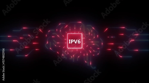 Ipv6 network protocol standard internet communication concept on the transparent background. Motion graphics of Digital circuit board. 4k video animation.