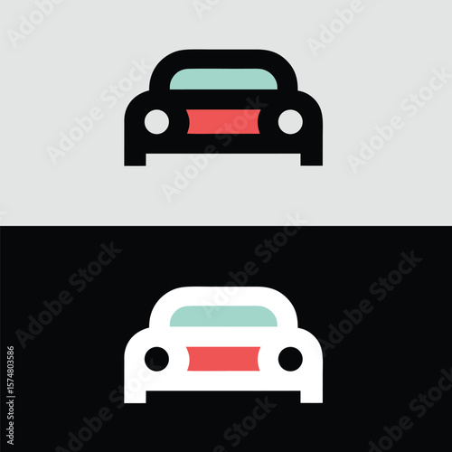 A modern car illustration with abstract geometric design, representing transportation and automotive style