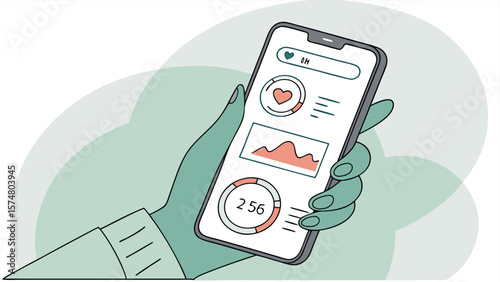 Mobile Wellness App UI with Health Tracking Rings