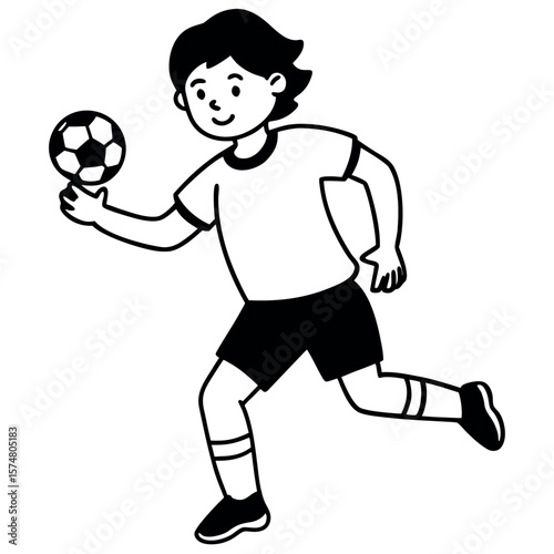  child who play football vector illustration.

