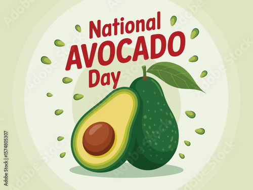 National Avocado Day Graphic Poster with Fresh Green Avocados and Bold Text
