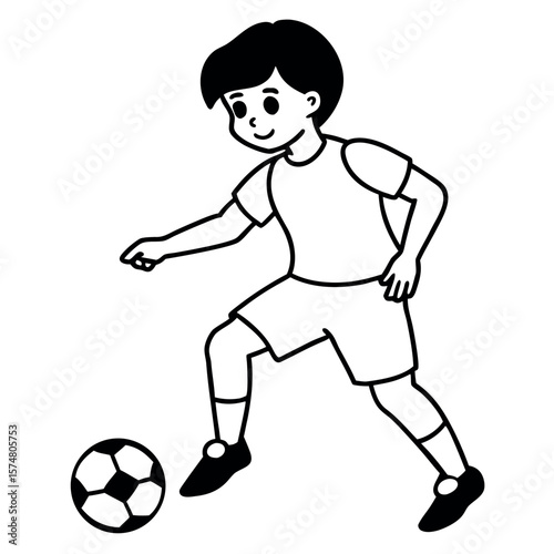  child who play football vector illustration.
