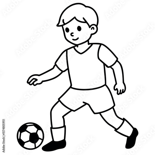 child who play football vector illustration.
