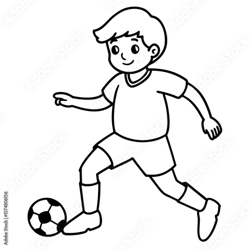  child who play football vector illustration.
