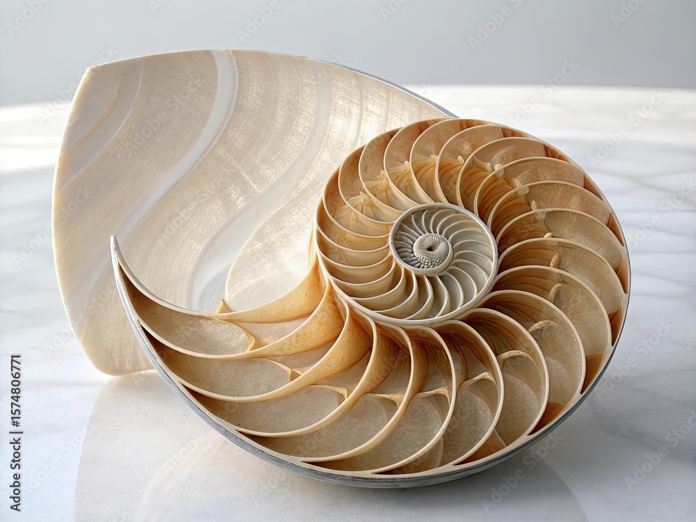 Obraz premium spiral seashell motif over smooth ceramic