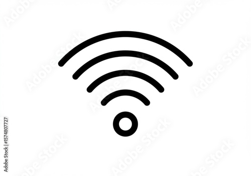 Simple black wifi signal icon with radiating waves on a white background