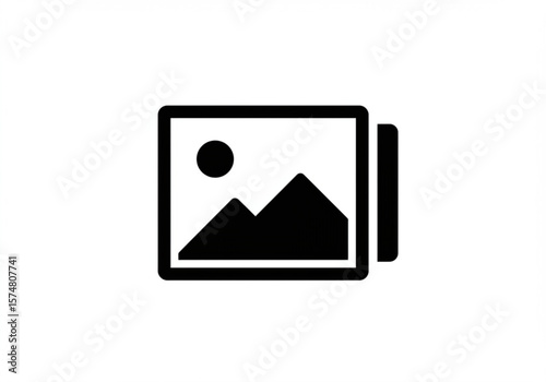 Simple black and white icon representing a landscape image or photo gallery