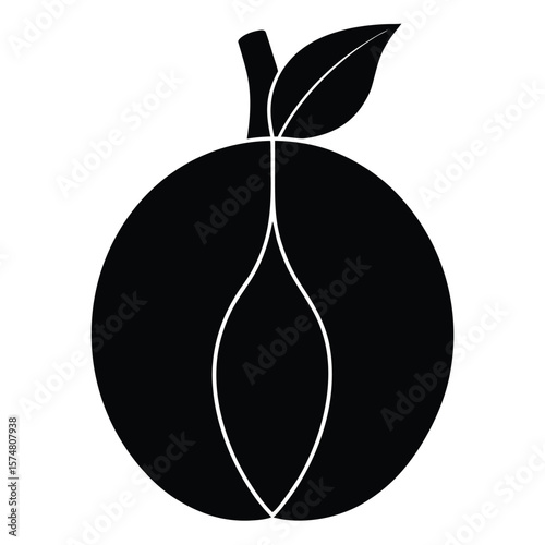 Peach Silhouette with Natural Curve Stem and Line Hinting