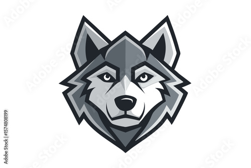 Detailed gray wolf head portrays a formidable and captivating on white background