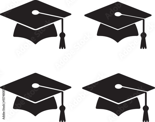 Graduation Caps  Four Icons for Education, Achievement, and Success