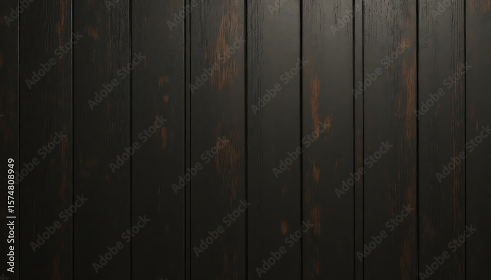 Naklejka premium Dark Wooden Wall Paneling with Vertical Planks in Rustic Style