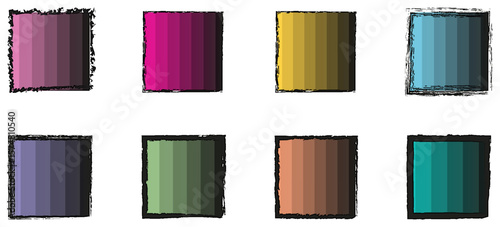 Sketchy Hand-Drawn Colour palate set Frame Vector Set – Grungy Pencil Outline Squares Inspired by School Notebook Doodles in White Background


