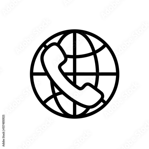 International Call Icon Depicting Global Communication Network and Modern Connection