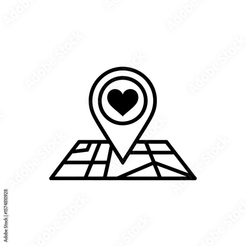 Map Location Marker with a Heart Symbol: Finding Love or a Romantic Spot