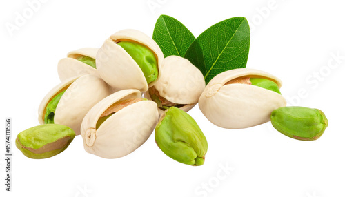 Wallpaper Mural Green Pistachio Nuts with Shells Isolated on White Background Torontodigital.ca