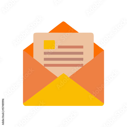 Colorful envelope with letter inside symbolizing communication  