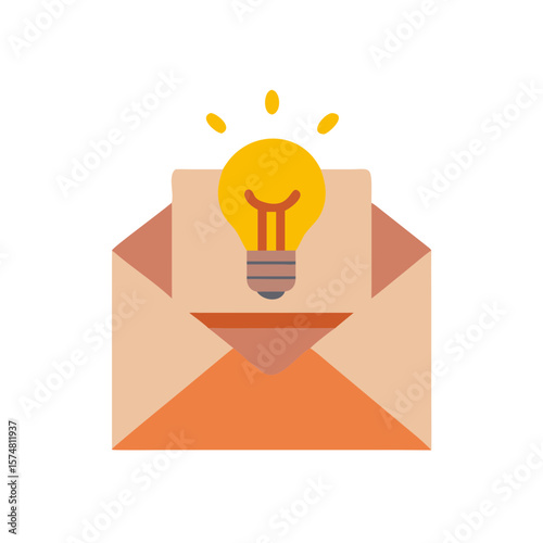 Envelope with light bulb symbolizing ideas and innovation  