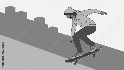 Skateboarder doing tricks extreme sports urban lifestyle skateboarding culture and street skateboarding scene
