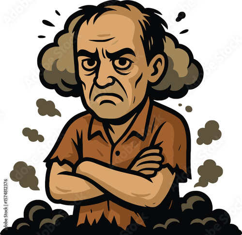 Serious character symbolizing Hiroshima tragedy.