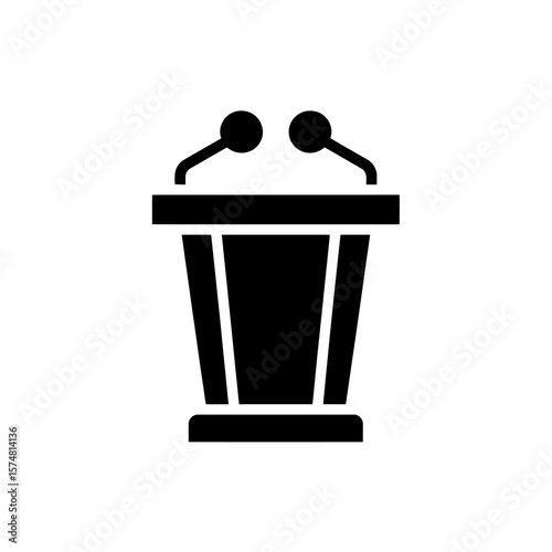 A Podium Stand with Two Microphones Represents Public Speaking or a Presentation