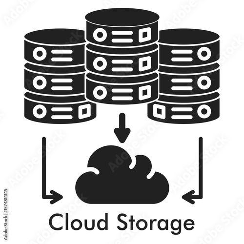 Cloud Storage Icon - Glyph Style