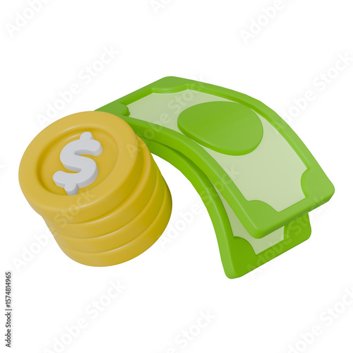 Bill coin 3D Icon