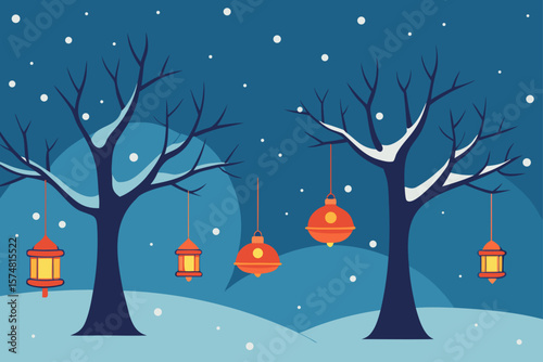 winter night landscape