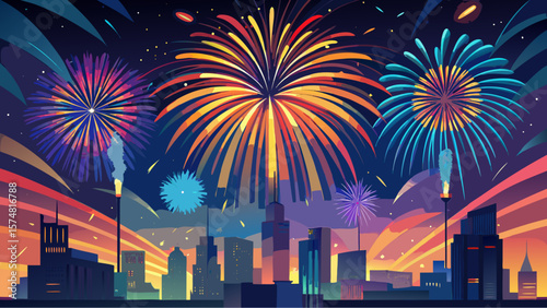fireworks in the city