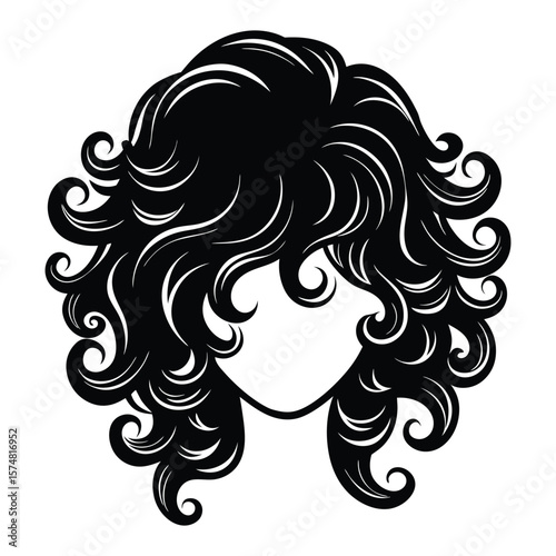 A sleek hair curl silhouette flows in elegant waves, capturing the graceful twist of a single strand—stylish, feminine, and timeless in its flowing contour.
