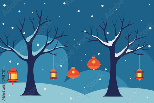 winter night landscape
