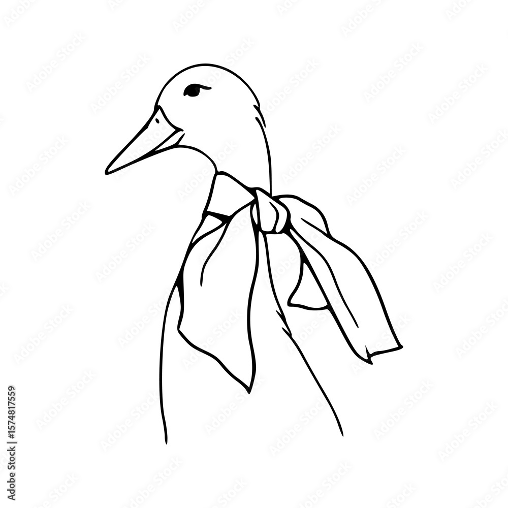 Obraz premium cute duck with accessory sketch