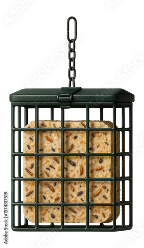 Suet feeder with insect mix, perfect for providing energy-rich food to woodpeckers and chickadees.