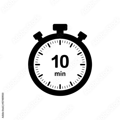 Iconic Stopwatch Displaying a Countdown of Ten Minutes for Interval Training or Cooking Tasks