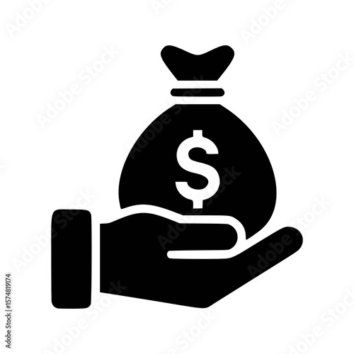 Hand holding a money bag, representing financial gain
