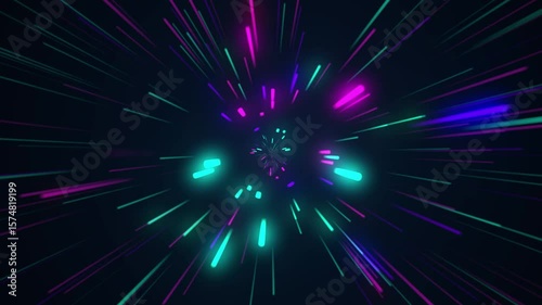 Experience vibrant light trails in a swirling digital space