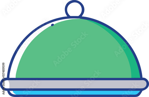 Restaurant Food Cloche Icon. Serving Dome for Dining and Catering. Flat Vector Symbol.